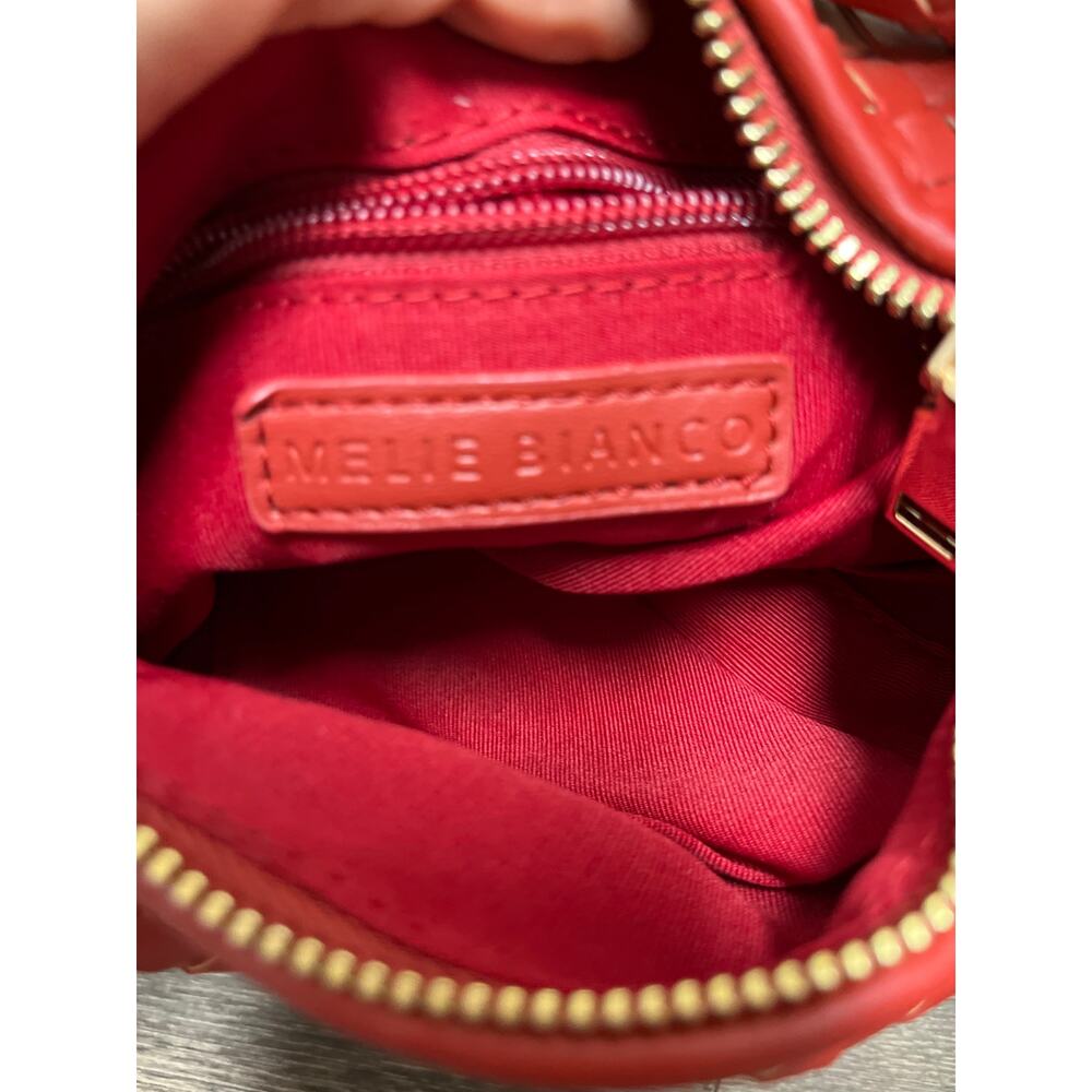 NEW Melie Bianco Drew Red Woven Vegan Leather Hobo Bag Top Handle Y2K Minimalist - Picture 8 of 8